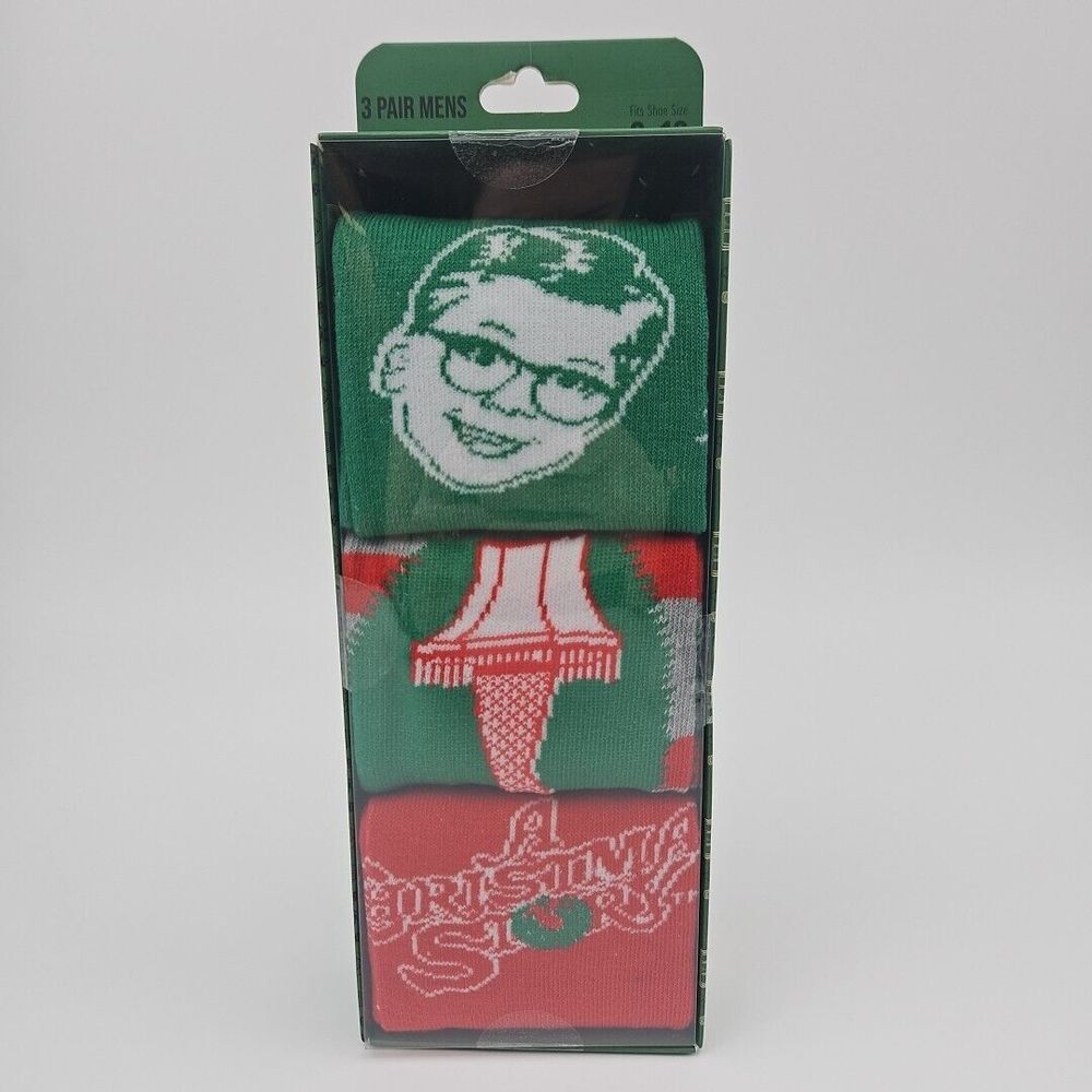 A Christmas Story Crew‎ Socks 3 Pack Size 8-12 Holiday Christmas Gift New